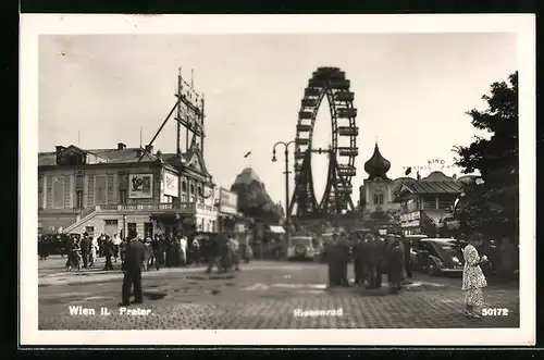 AK Wien, Riesenrad im Wiener Prater, Gelände mit Besuchern