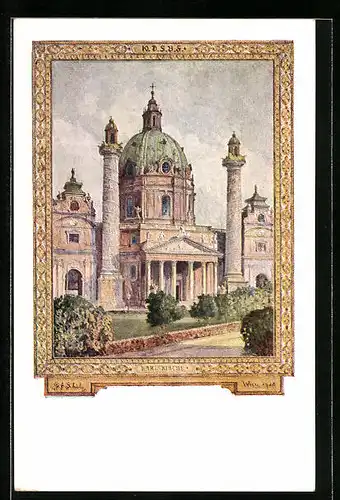 Künstler-AK Wien, Sängerfest 1928, Karlskirche