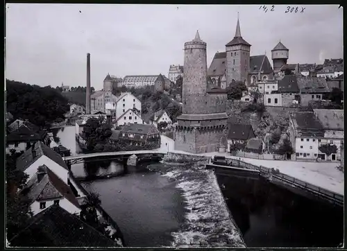 Fotografie Brück & Sohn Meissen, Ansicht Bautzen, Blick nach der Michaeliskirche und alte Wasserkunst