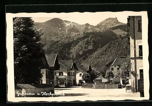 AK Grassau, Ortsansicht mit Hochplatte