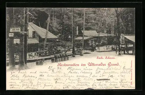 AK Uttewalde, Gasthaus-Restauration zur Wald-Idylle im Uttewalder Grund