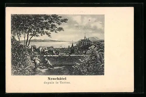 Künstler-AK Neuchatel, Neuchatel depuis le Terter