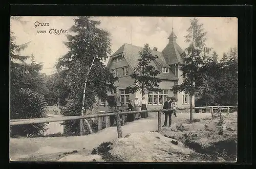 AK Oybin, Motiv mit dem Gasthof Töpferbaude