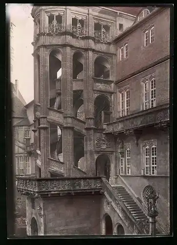 Fotografie Brück & Sohn Meissen, Ansicht Torgau, Blick auf den Wendelstein im Schloss Hartenfels