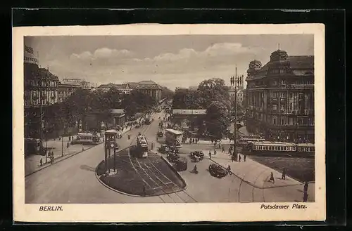 AK Berlin, Strassenbahnen am Potsdamer Platz