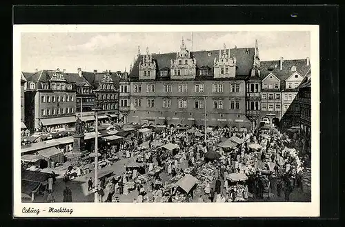 AK Coburg, Markttag auf dem Marktplatz