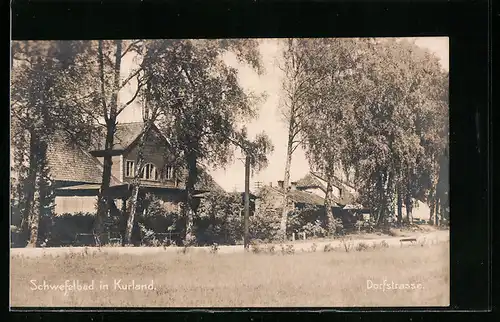 AK Schwefelbad /Kurland, Partie an der Dorfstrasse