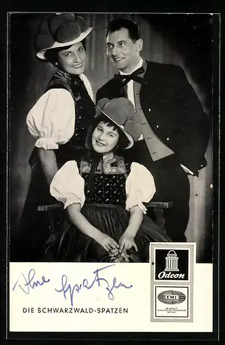 AK Musiker-Trio Die Schwarzwald-Spatzen in Tracht, Autograph
