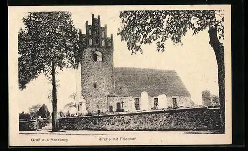 AK Herzberg, Kirche mit Friedhof