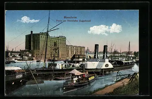 AK Mannheim, Partie am Rheinhafen, Lagerhaus