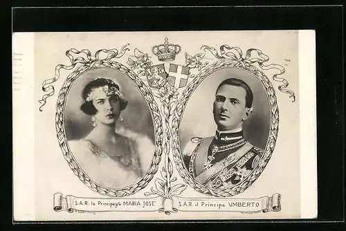 AK Prinzessin Maria und Prinz Umberto von Italien, Wappen