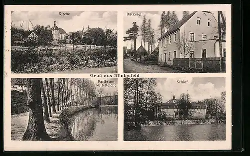 AK Königsfeld, Bäckerei, Teilansicht mit Kirche, Schloss