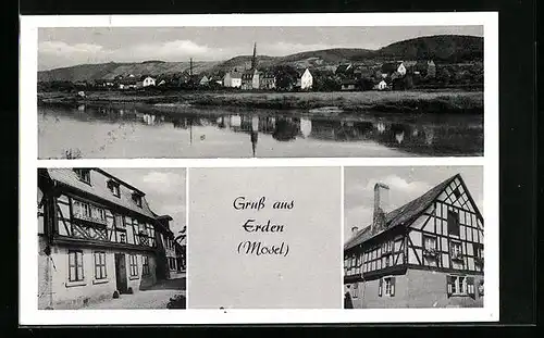 AK Erden /Mosel, Ortsansicht mit Gewässer