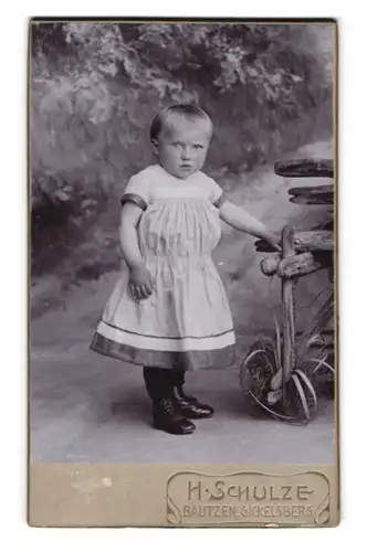 Fotografie H. Schulze, Bautzen, Gickelsberg, Süsses Kleinkind im Kleid