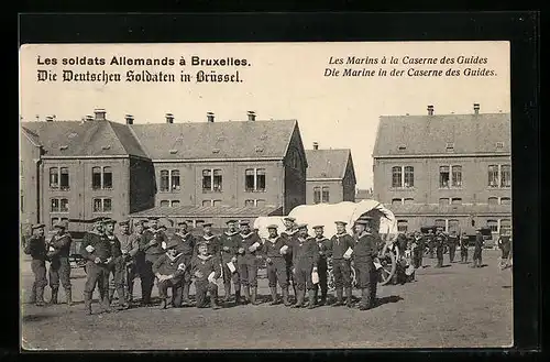 AK Brüssel / Bruxelles, Deutsche Soldaten in Brüssel, Die Marine in der Caserne des Guides