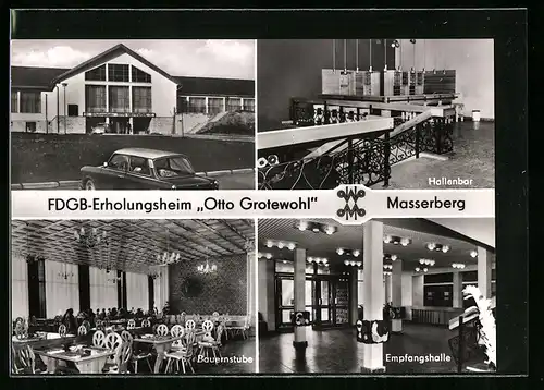 AK Masserberg, FDGB-Erholungsheim Otto Grotewohl, Hallenbar, Bauernstube