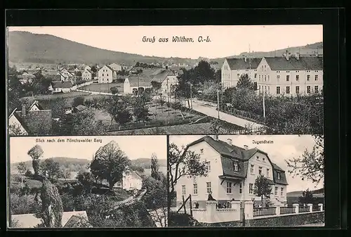 AK Wilthen O.-b., Ortsansicht mit Strasse, Jugendheim