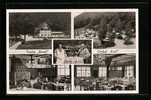 AK Oberpöbel über Schmiedeberg /Bez. Dresden, Gasthaus & Fremdenhof Putzmühle, Innenansichten, Tante Rosel u. Onkel Karl