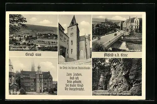 AK Alfeld a. d. Leine, Landratsamt mit Fillerturm, Rathaus, Lippoldshöhle