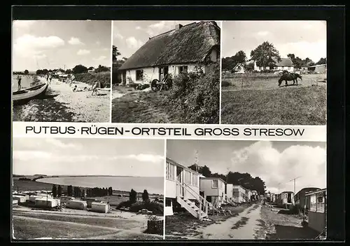 AK Putbus-OT Gross Stresow /Rügen, Campingplatz, Strand, Ortspartie