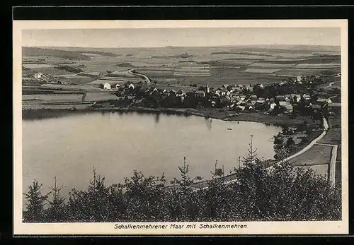 AK Schalkenmehren, Panorama mit Schalkenmehrener Maar