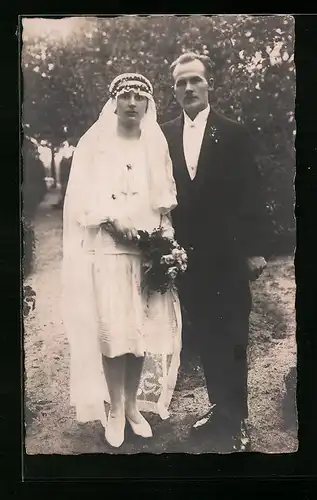 Foto-AK Paul und Herta Thom bei ihrer Hochzeit