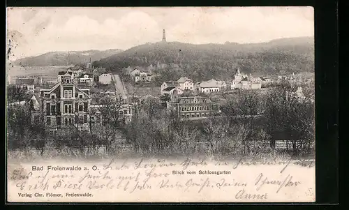 AK Bad Freienwalde a. O., Blick vom Schlossgarten