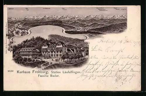 Lithographie Läufelfingen, Hotel Kurhaus Frohburg, Panorama