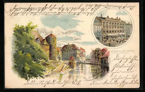 Lithographie Hannover, Beguinenturm, Seilwinderstrasse