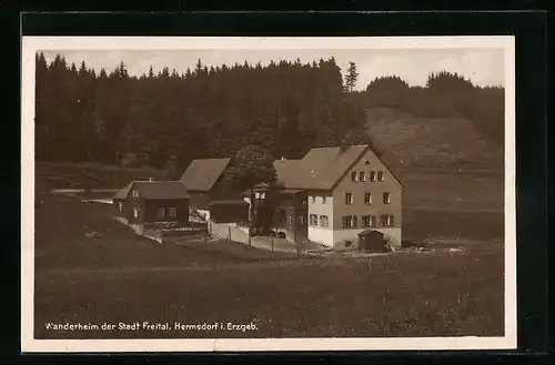 AK Hermsdorf i. Erzgeb., am Wanderheim der Stadt Freital