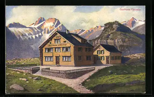 AK Ebenalp, Gasthaus und Gebirgswand