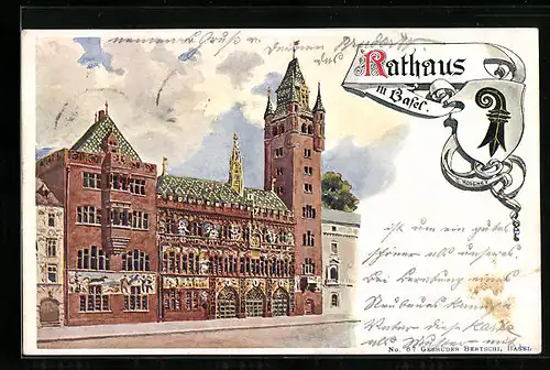Lithographie Basel, Rathaus, Stadtwappen