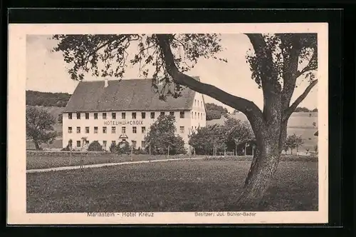 AK Mariastein, Hotel Kreuz mit Bäumen