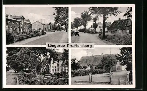 AK Lüngerau /Kr. Flensburg, Strassenpartien, Reetdachhaus