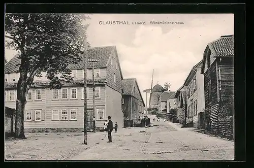 AK Clausthal i. Harz, Blick auf Windmühlenstrasse