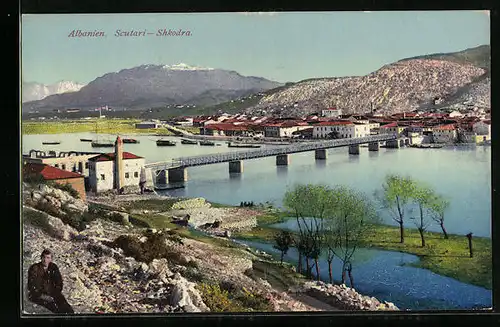 AK Scutari, Teilansicht mit Brücke