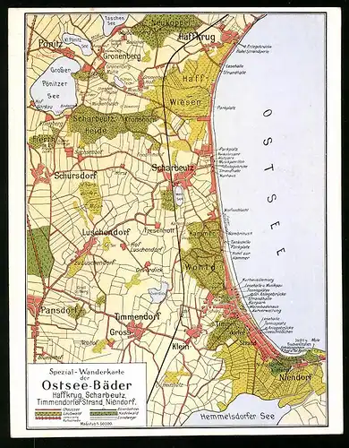 Riesen-AK Scharbeutz, Spezial-Wanderkarte der umliegenden Ostsee-Bäder, Landkarte im Massstab 1: 50.000