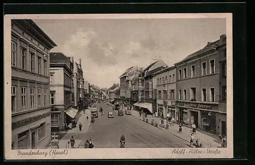 AK Brandenburg /Havel, Strasse mit Geschäft Möbel Seibmann