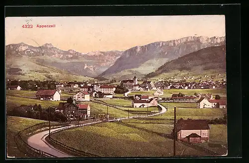 AK Appenzell, Ortsansicht aus der Vogelschau