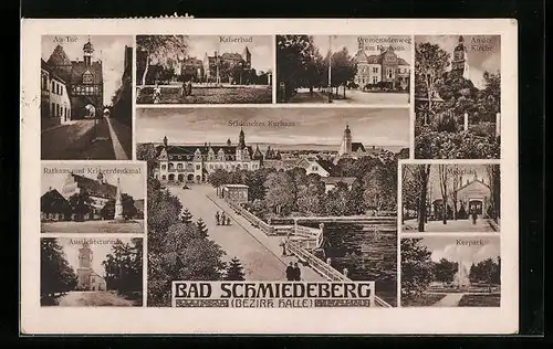 AK Bad Schmiedeberg, Kaiserbad, Promenadenweg am Kurhaus, Au-Tor, Kurpark