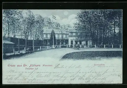 Mondschein-AK Hamburg-Wandsbek, Gasthaus Gr. Jüthorn, Seitenansicht