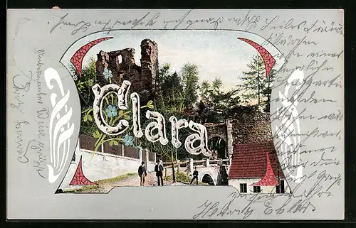 AK Ortspartie mit Name Clara zum Namenstag