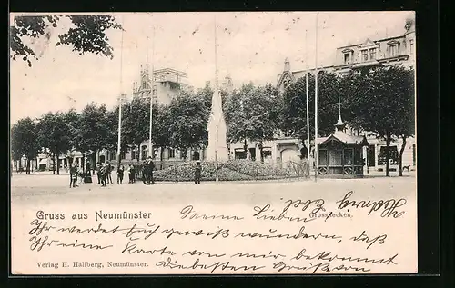 AK Neumünster, Grossflecken mit Denkmal und Pavillon