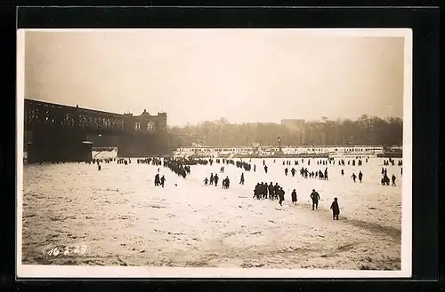 AK Eisstoss auf dem Rhein am 16.02.1929