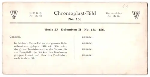 Stereo-Fotografie Chromoplast No. 156, Ansicht Canazei / Dolomiten, Blick in den Ort