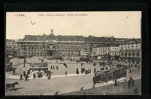 AK Liege, Place Saint-Lambert, Tramways