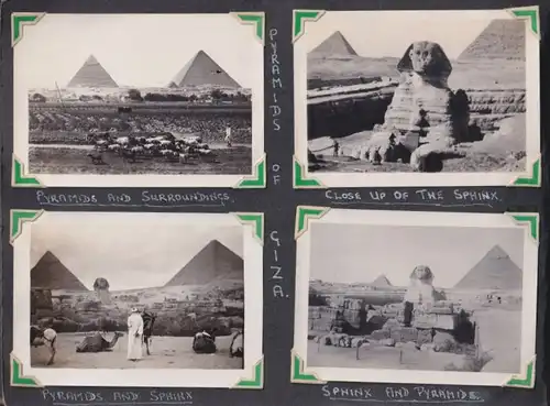 Fotoalbum mit 111 Fotografien ca. 1930, Ansicht Kairo, Handwerk, Markthändler, Sphinx, Metro Cinema, Tracht, Strassenbahn