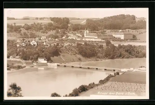 AK Gars a. Inn, Uferpartie mit Kloster