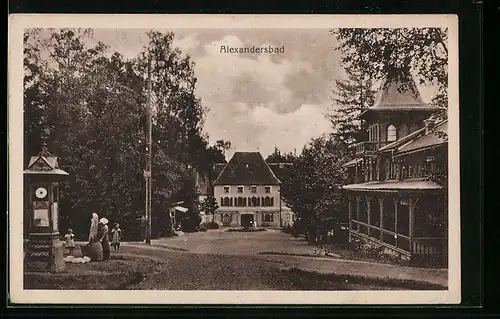 AK Alexandersbad, Ortspartie mit Andacht