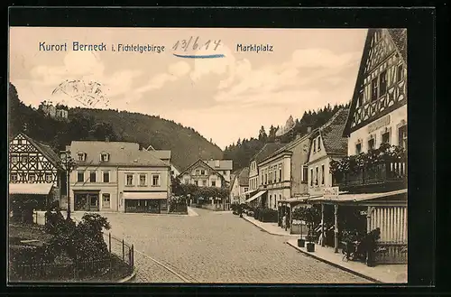 AK Berneck /Fichtelgeb., Marktplatz mit Cafe